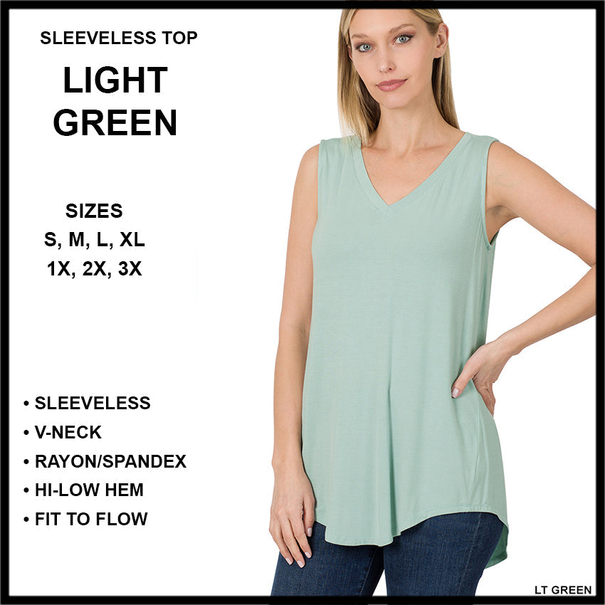 RTS - Sleeveless V-Neck Top - Light Green - Like A Duchess