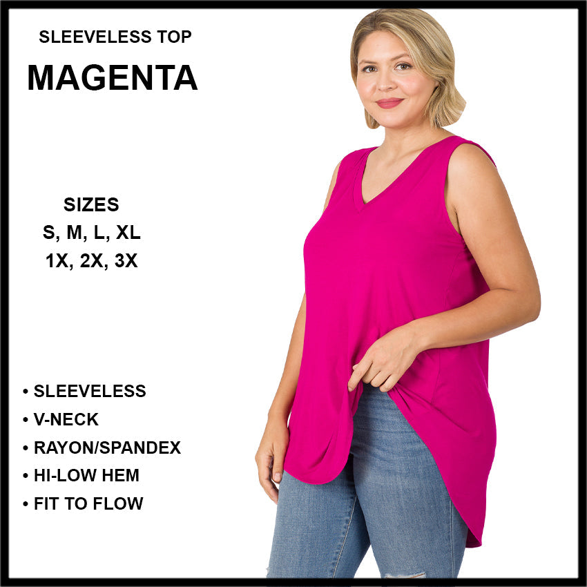 RTS - Sleeveless V-Neck Top - Magenta - Like A Duchess