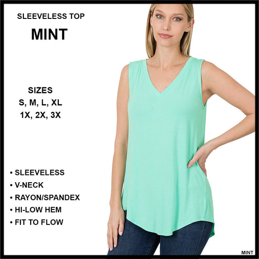 RTS - Sleeveless V-Neck Top - Mint - Like A Duchess
