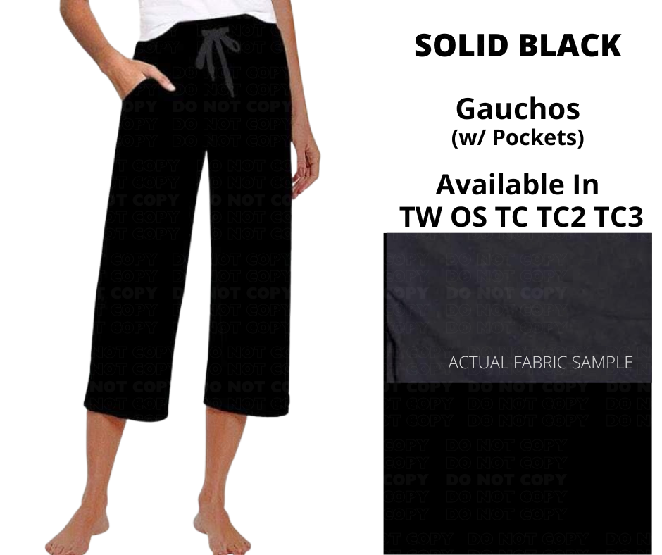 Solid Black Capri Gauchos - Like A Duchess