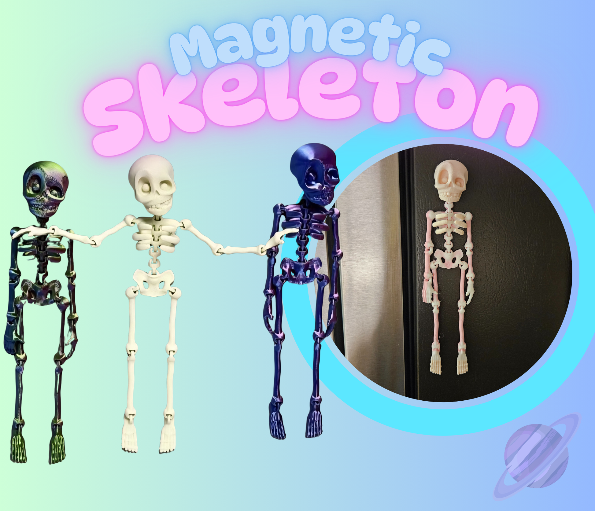 MAGNETIC SKELETON- 3D PRINTED- VARIETY OF COLORS - Like A Duchess
