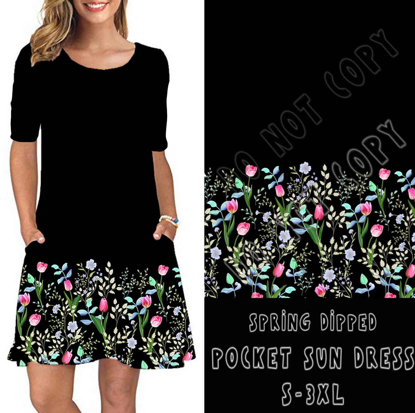 3/4 SLEEVE POCKET DRESS- SPRING DIPPED - Like A Duchess