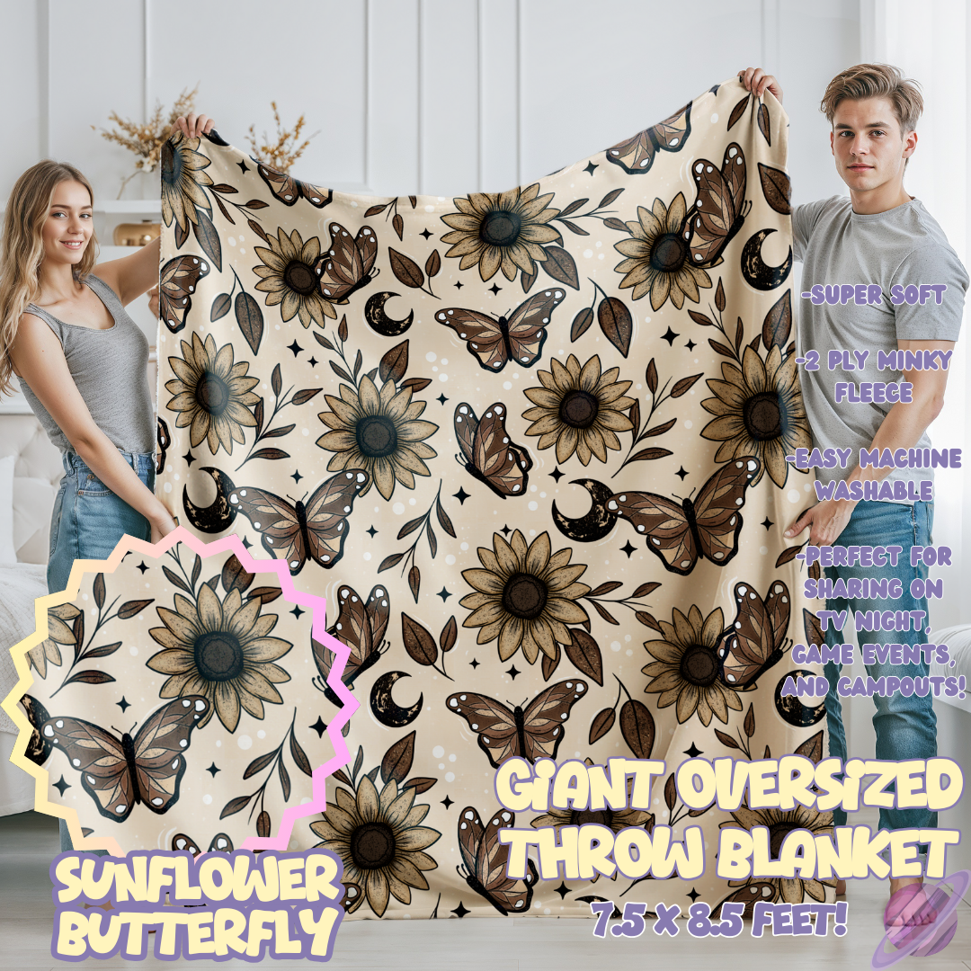 SUNFLOWER BUTTERFLY- OVERSIZED THROW BLANKET - Like A Duchess