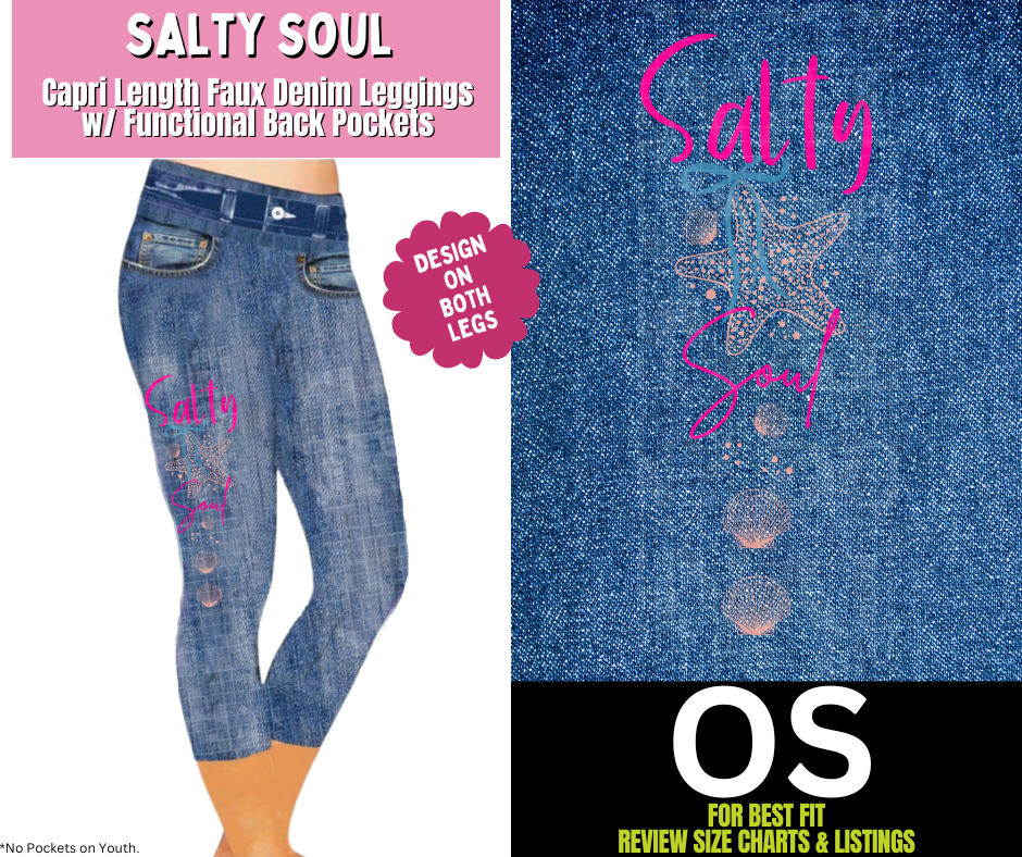 Salty Soul Capri Faux Denim w/ Side Leg Designs - Like A Duchess