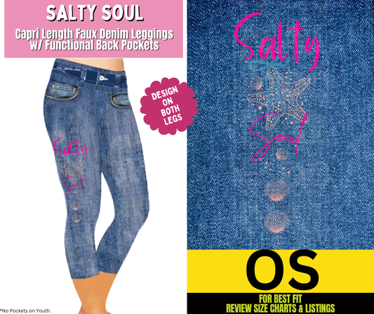 Salty Soul Capri Faux Denim w/ Side Leg Designs
