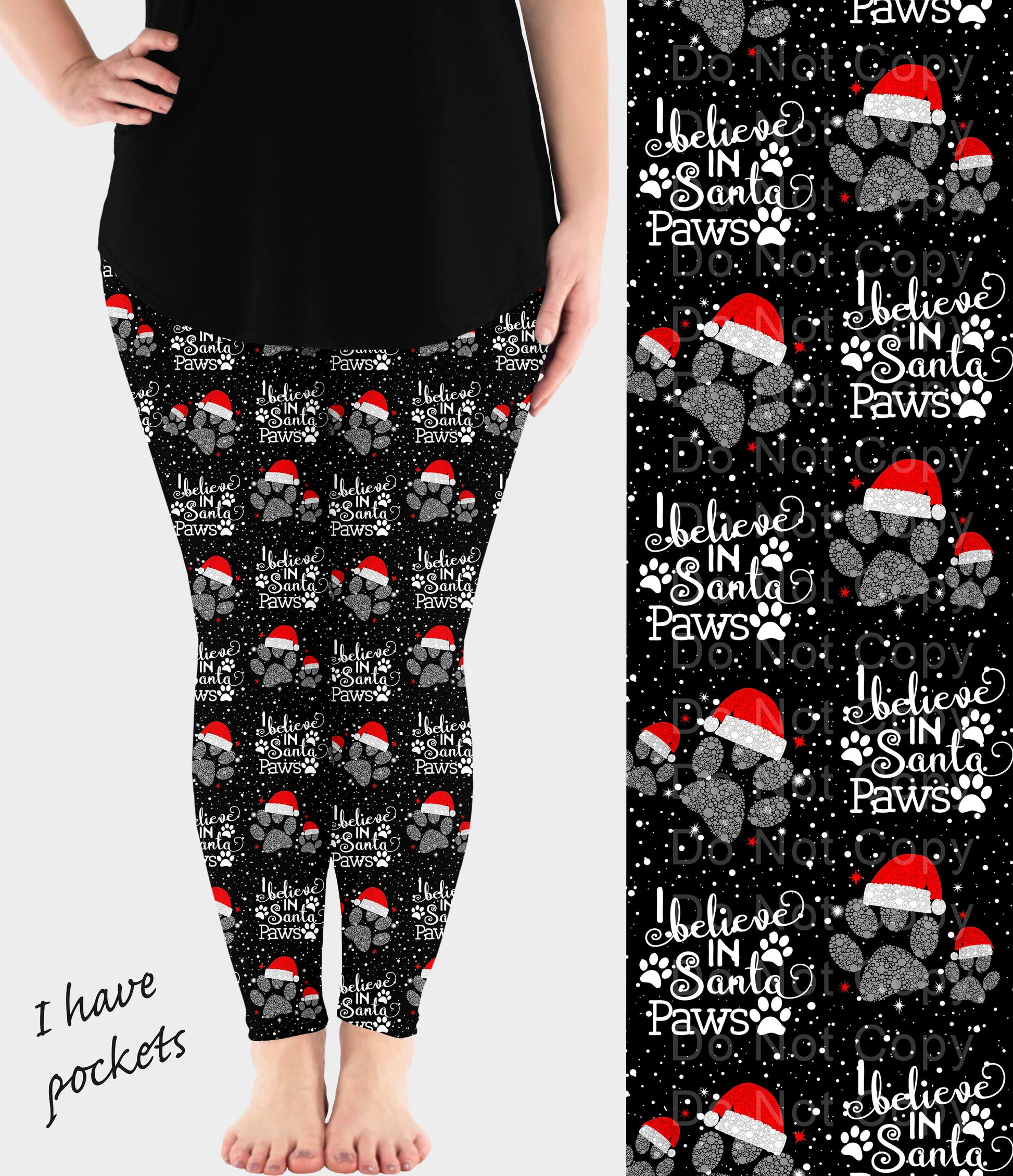 RTS - Santa Paws Leggings w/ Pockets - Like A Duchess