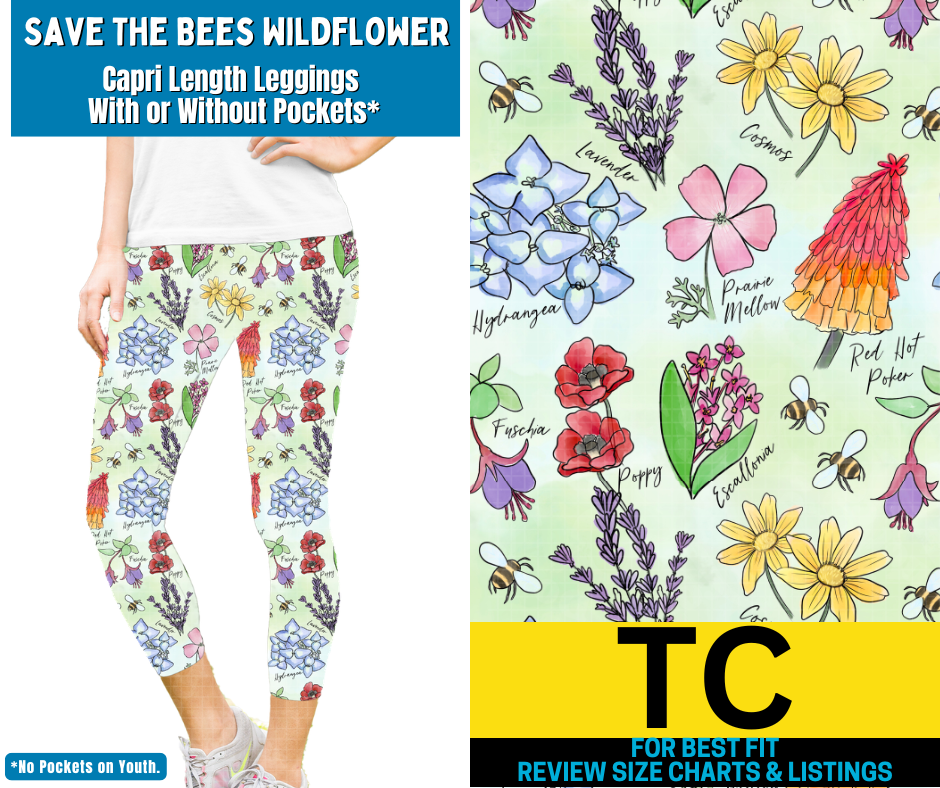Save The Bees Capri Length Leggings w/ Pockets - Like A Duchess