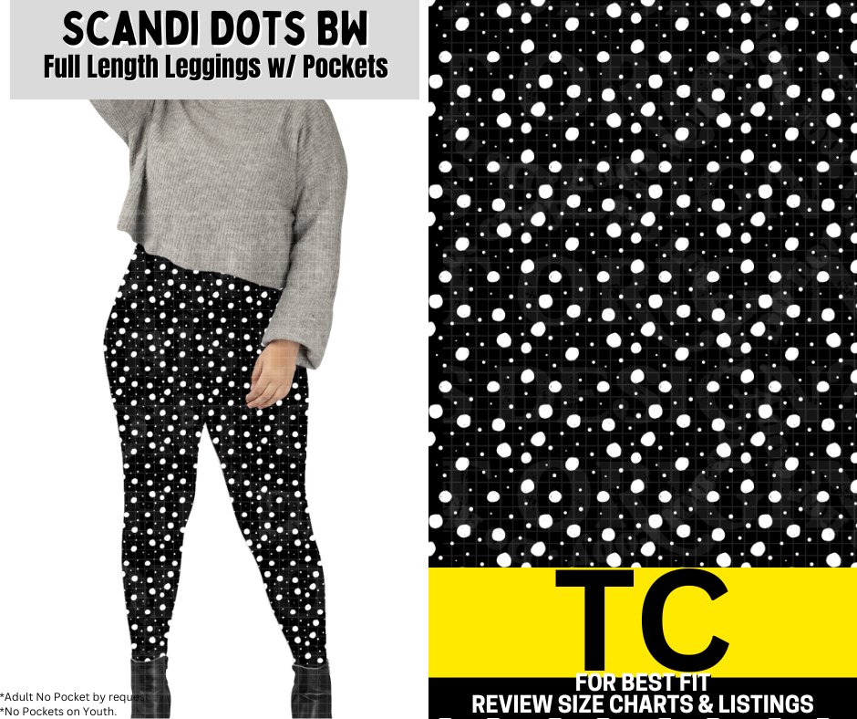 Scandi Dots BW Full Length Leggings w/ Pockets - Like A Duchess