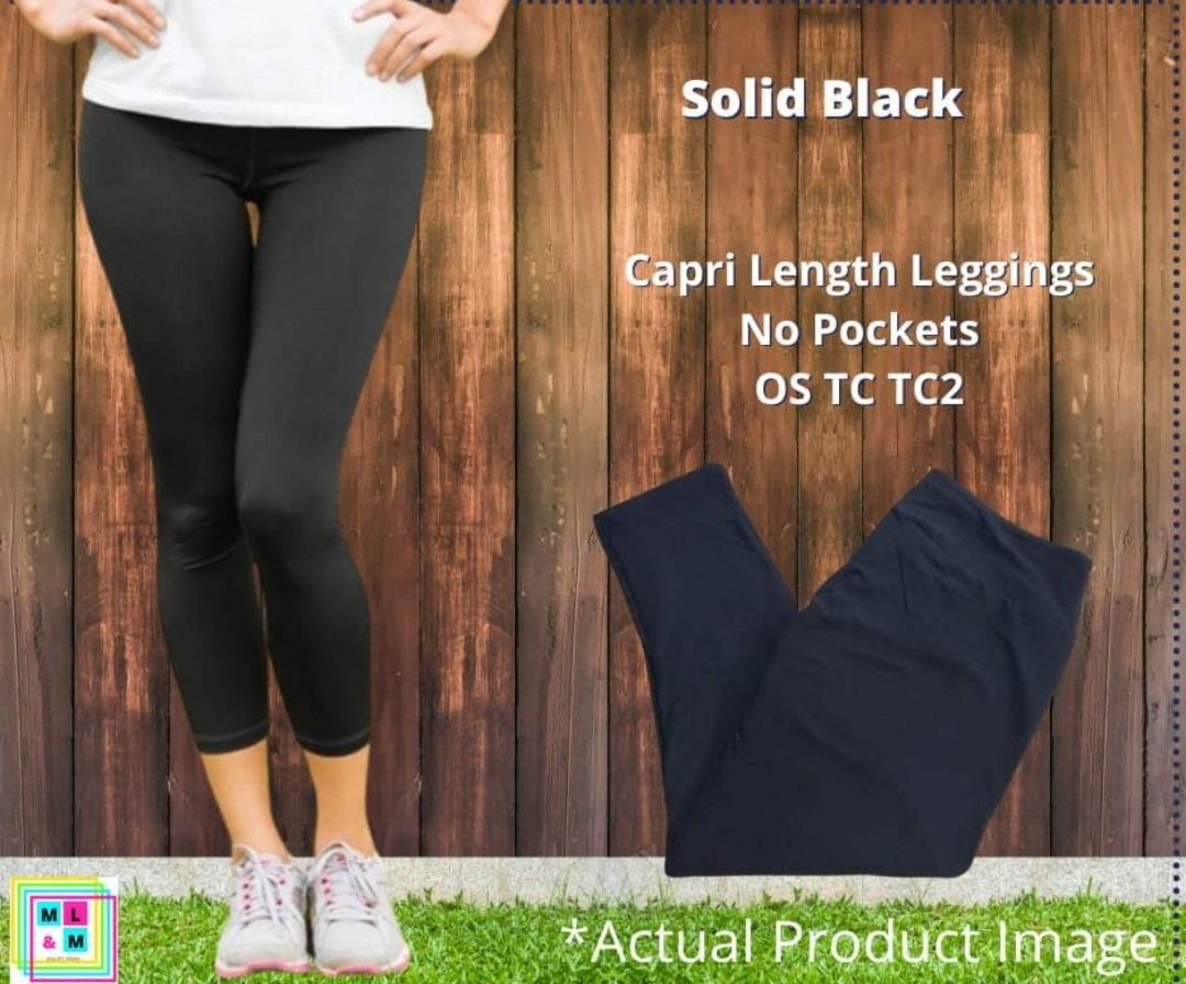 Black Capri Leggings w/ No Pockets by ML&M - Like A Duchess