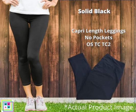 Black Capri Leggings w/ No Pockets by ML&M - Like A Duchess