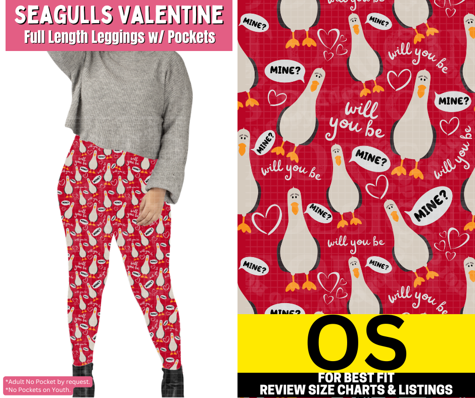 Seagulls Valentine Full Length Leggings w/ Pockets - Like A Duchess