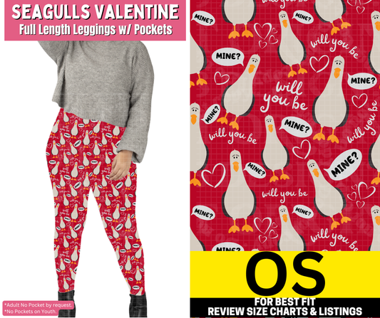 Seagulls Valentine Full Length Leggings w/ Pockets - Like A Duchess