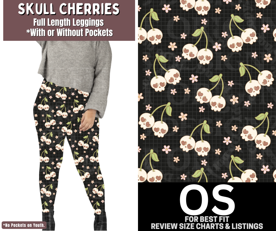 Skull Cherries Full Length Leggings w/ Pockets - Like A Duchess
