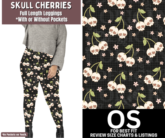 Skull Cherries Full Length Leggings w/ Pockets - Like A Duchess