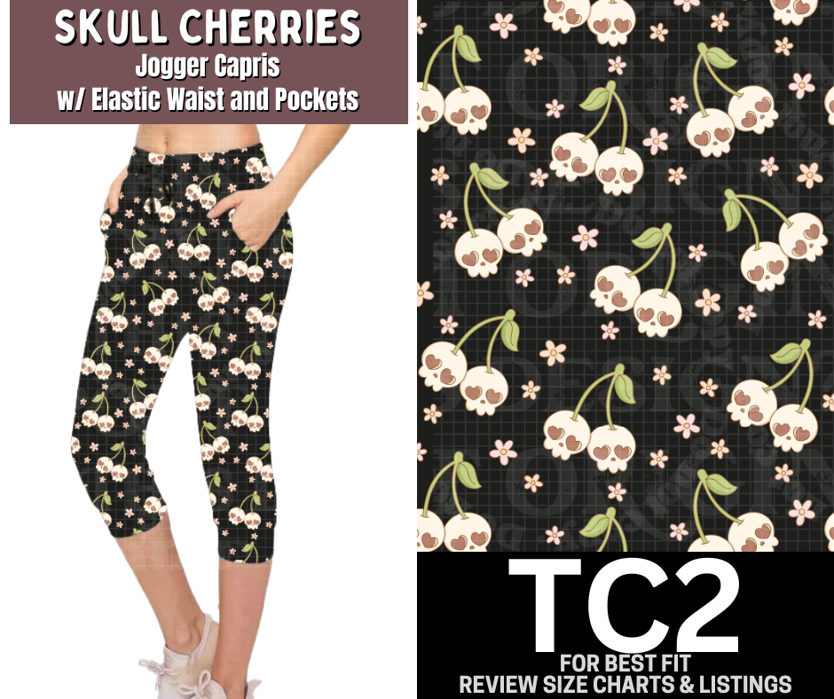 Skull Cherries Jogger Capri - Like A Duchess