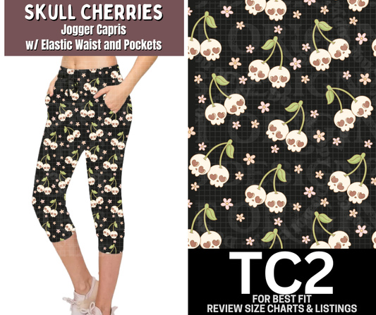 Skull Cherries Jogger Capri - Like A Duchess