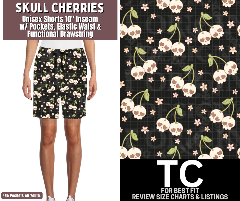 Skull Cherries Unisex Shorts - Like A Duchess