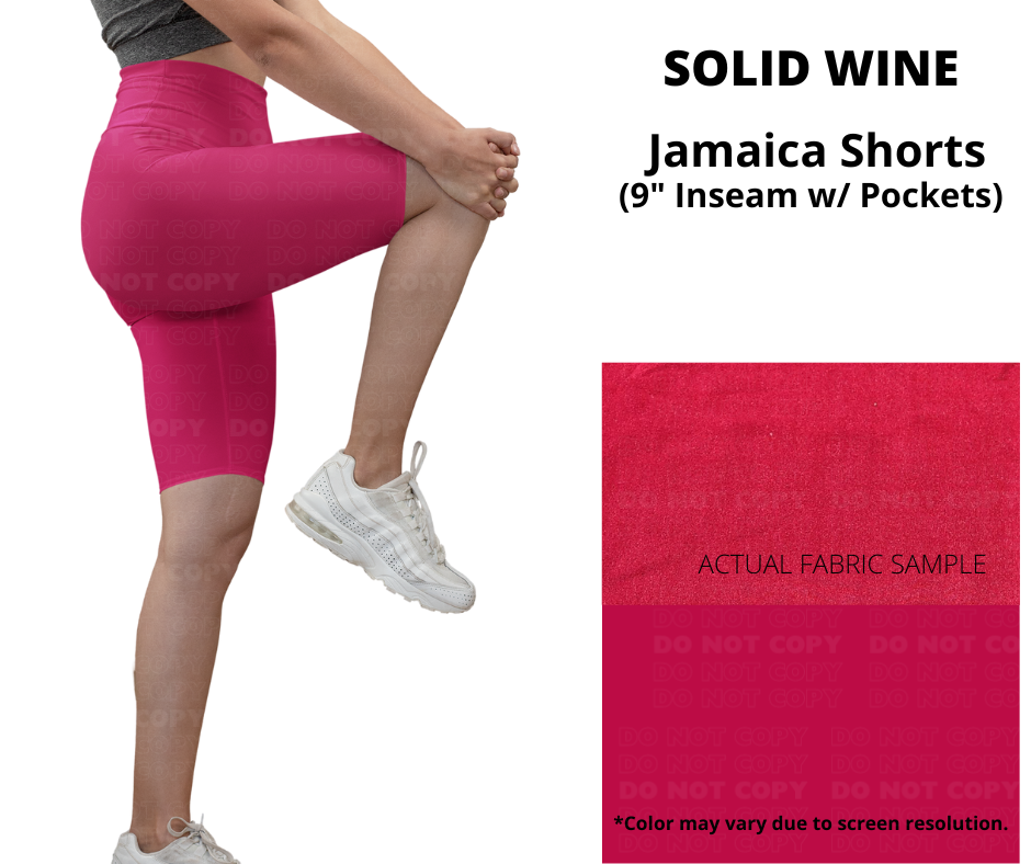 Solid Wine 9" Shorts w/ Pockets - Like A Duchess