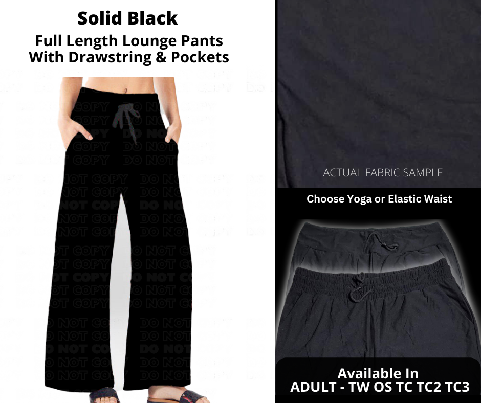 Solid Black Full Length Lounge Pants - Like A Duchess