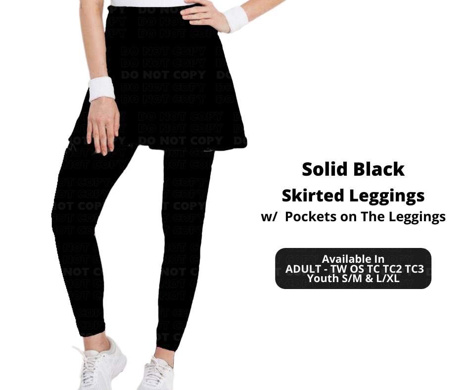 Solid Black Skirted Full Length Leggings w/ Pockets - Like A Duchess