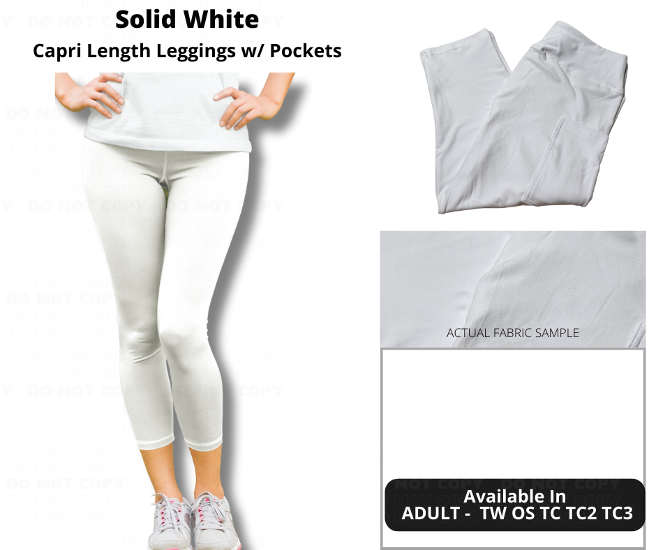 Solid White Capri Leggings w/ Pockets by ML&M - Like A Duchess