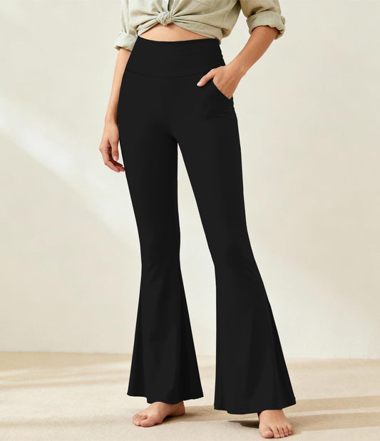 RTS - Solid Black Flare Leggings with Pockets - Like A Duchess
