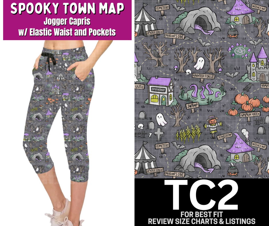 Spooky Town Map Jogger Capri - Like A Duchess