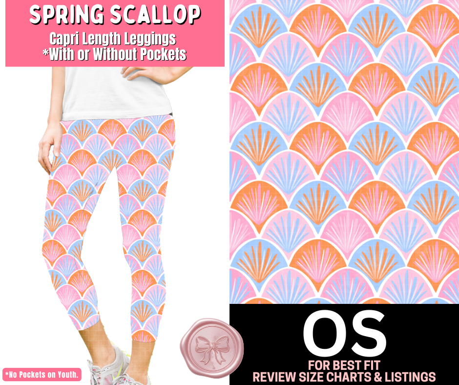 Spring Scallop Capri Length Leggings w/ Pockets - Like A Duchess