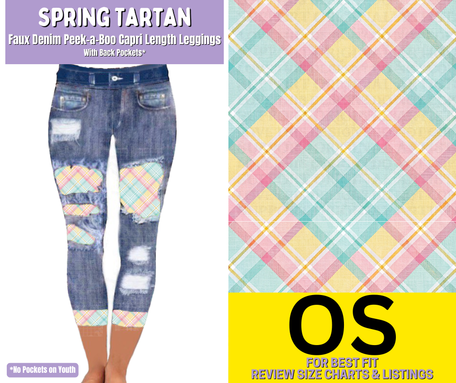 Spring Tartan Capri Faux Denim Peekaboo - Like A Duchess