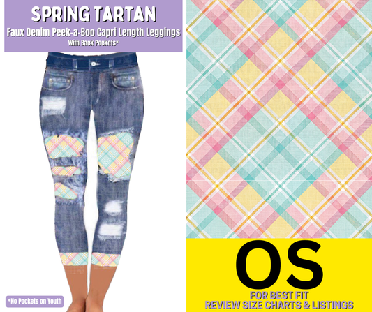 Spring Tartan Capri Faux Denim Peekaboo - Like A Duchess