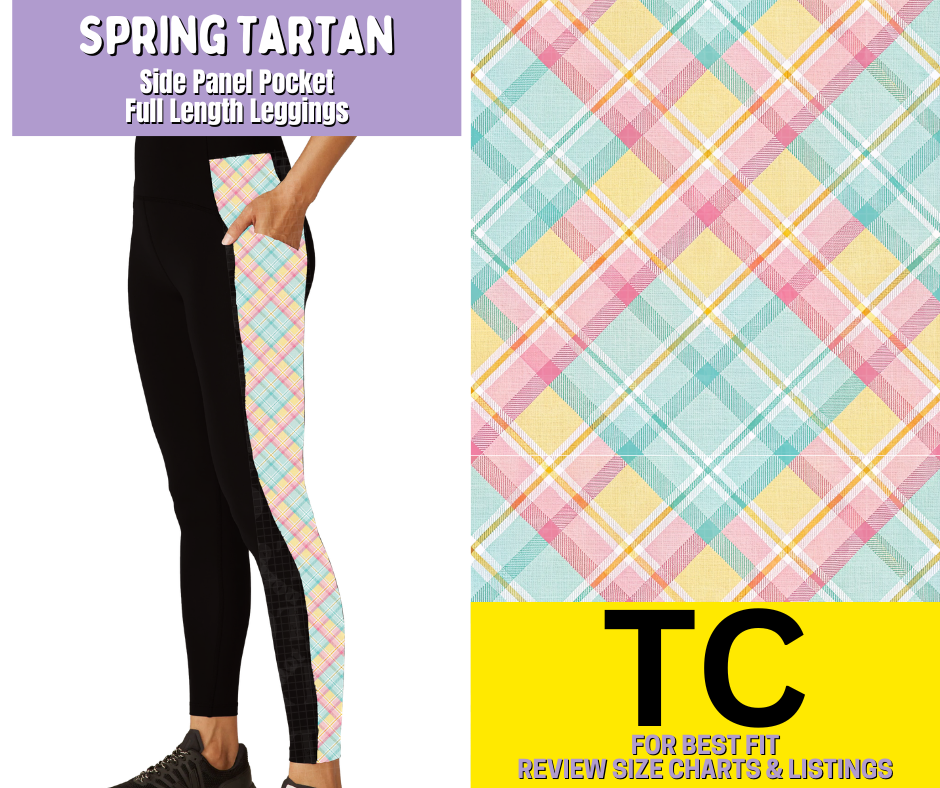 Spring Tartan Side Panel Pocket Full Length Leggings - Like A Duchess