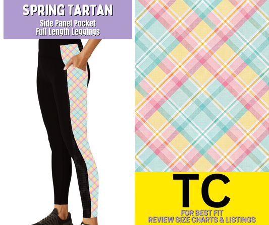 Spring Tartan Side Panel Pocket Full Length Leggings - Like A Duchess