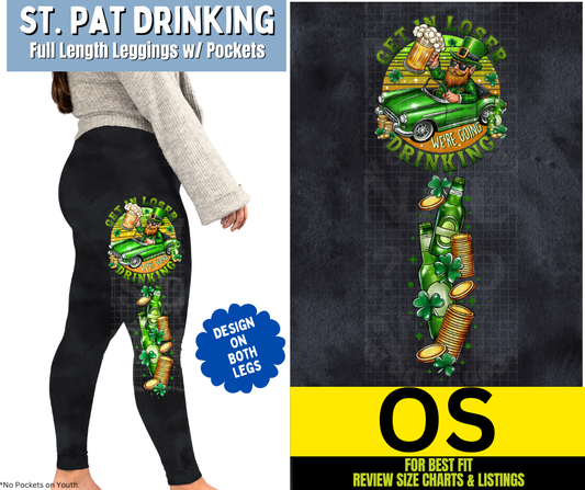 St. Pat Drinking Watercolor Full Length Leggings w/ Pockets - Like A Duchess