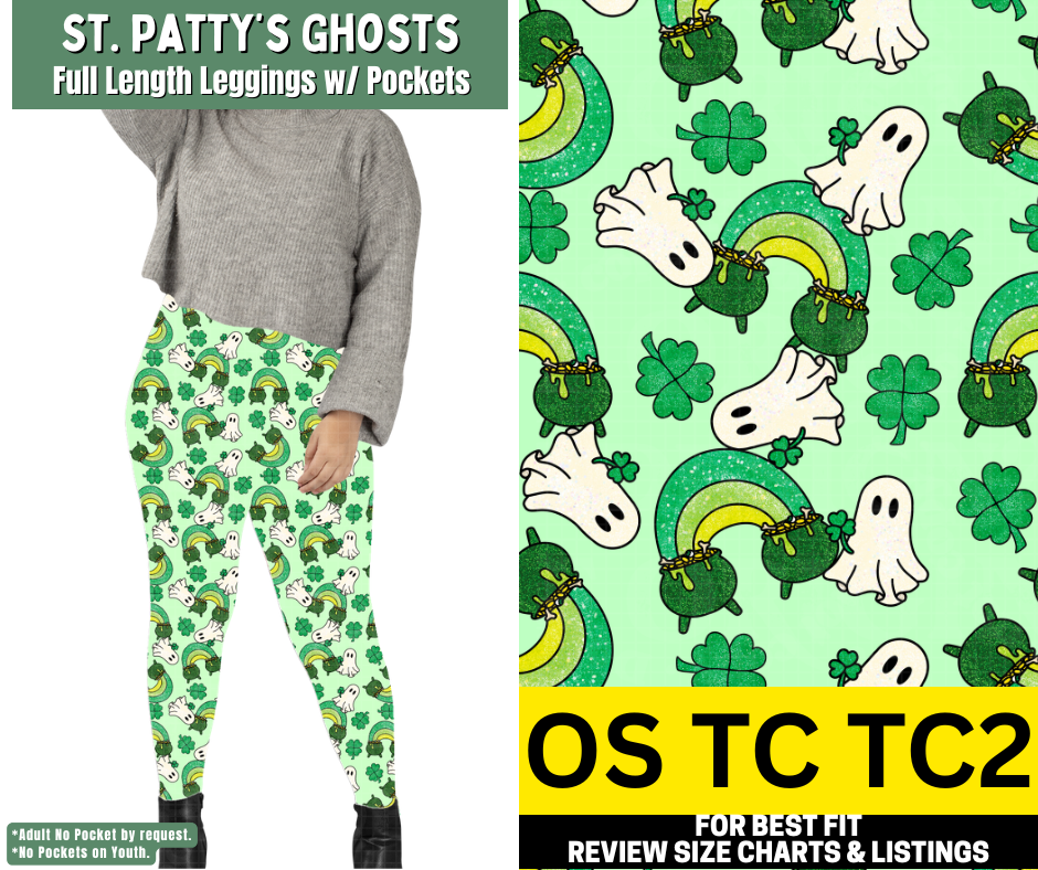 St. Patty's Ghosts Full Length Leggings w/ Pockets - Like A Duchess