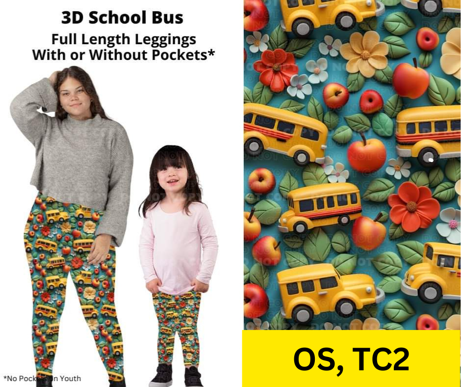 3D School Bus Full Length Leggings w/ Pockets