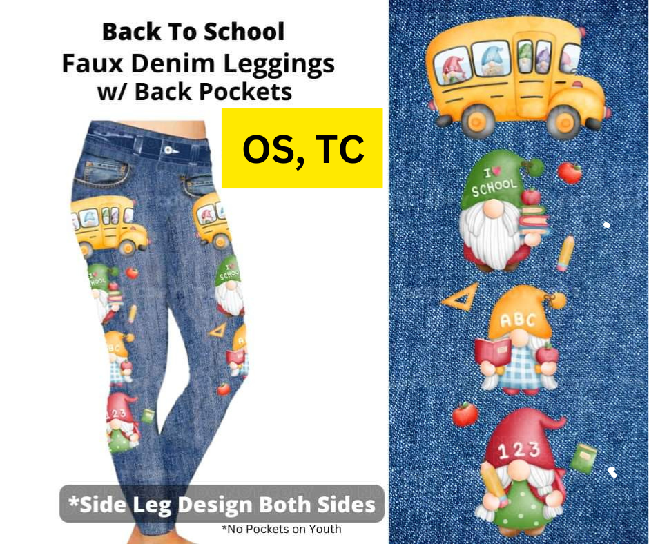 Back To School Full Length Faux Denim w/ Side Leg Designs