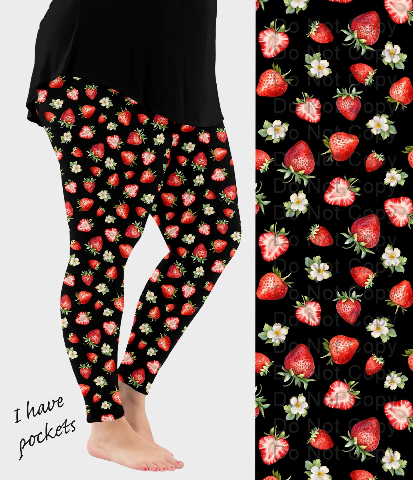 RTS - Strawberry Delight Leggings w/ Pockets - Like A Duchess