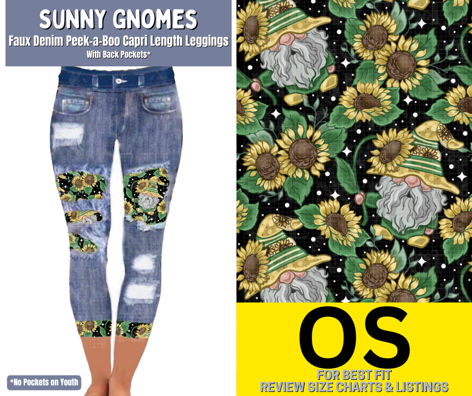 Sunny Gnomes Capri Faux Denim Peekaboo - Like A Duchess