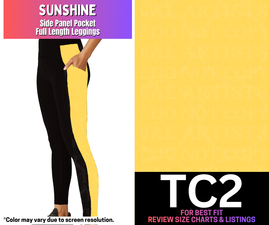 Sunshine Full Length Leggings w/ Side Leg Designs - Like A Duchess