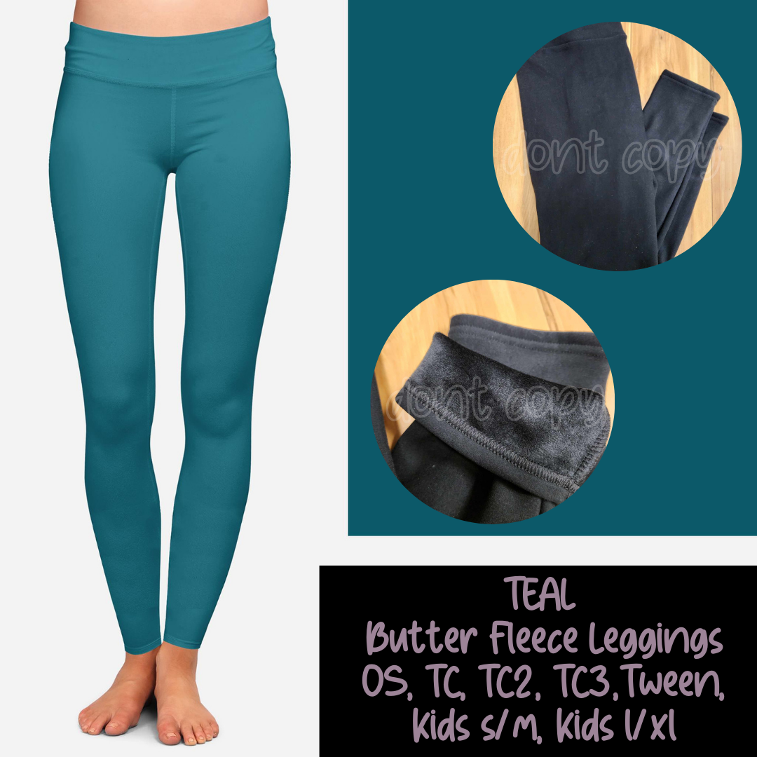 TEAL - BUTTER FLEECE LINED LEGGINGS - Like A Duchess