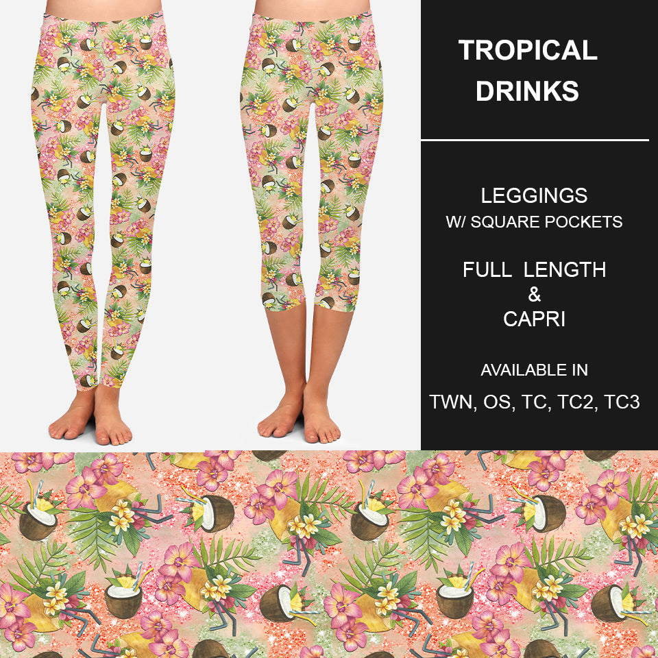 RTS - Tropical Drinks Leggings w/ Pockets - Like A Duchess