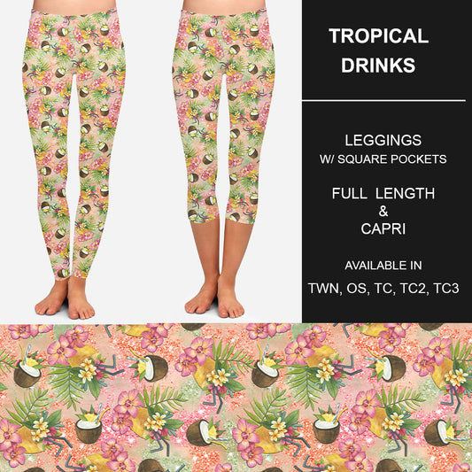 RTS - Tropical Drinks Leggings w/ Pockets - Like A Duchess