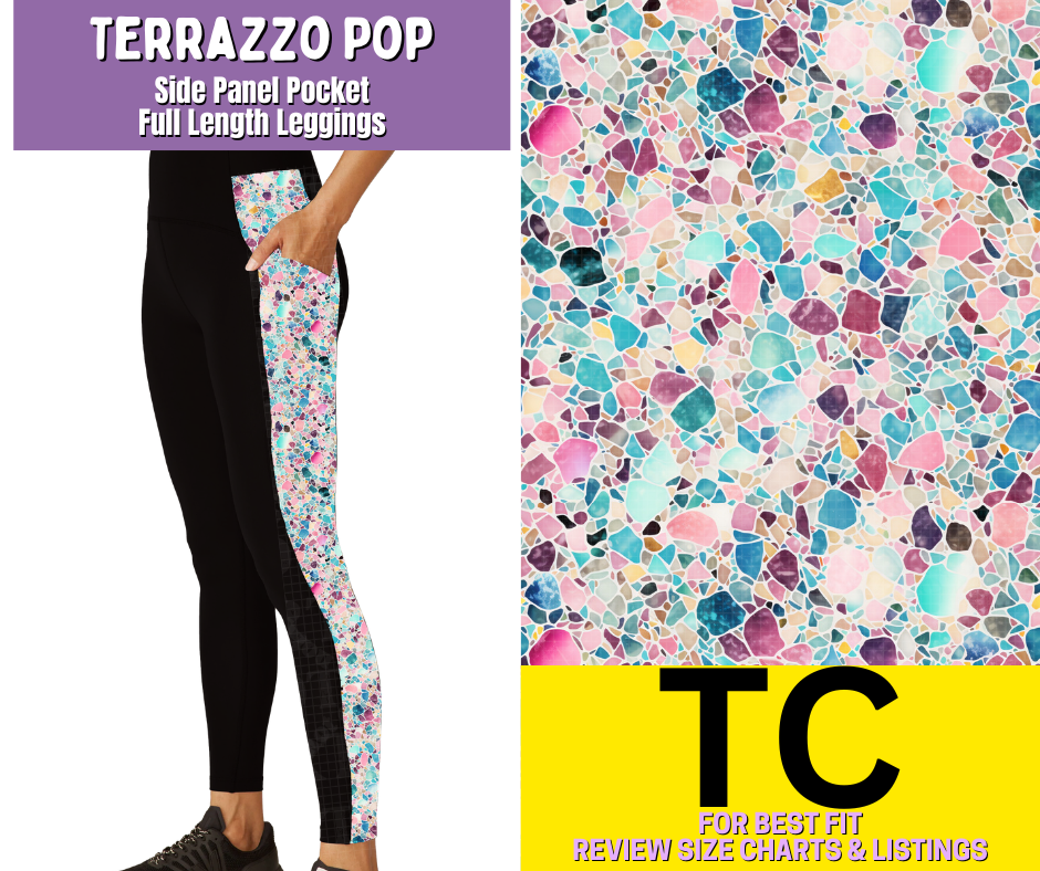Terrazzo Pop Side Panel Pocket Full Length Leggings - Like A Duchess