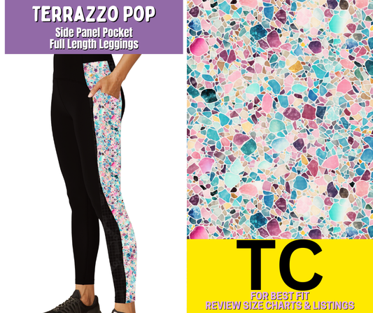 Terrazzo Pop Side Panel Pocket Full Length Leggings - Like A Duchess