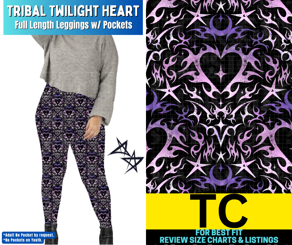 Tribal Twilight Heart Full Length Leggings w/ Pockets - Like A Duchess