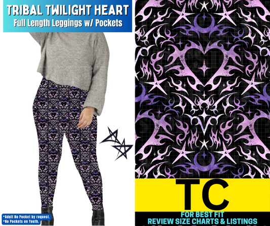 Tribal Twilight Heart Full Length Leggings w/ Pockets - Like A Duchess