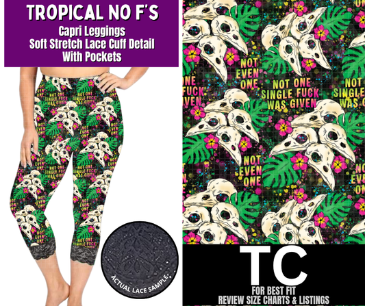 Tropical No F's Lace Cuff Capris w/ Pockets - Like A Duchess