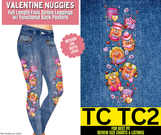Valentine Nuggies Full Length Faux Denim w/ Side Leg Designs - Like A Duchess