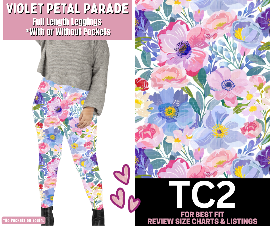 Violet Petal Parade Full Length Leggings w/ Pockets - Like A Duchess