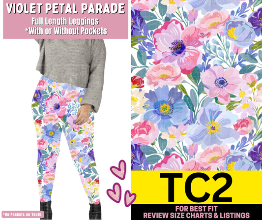 Violet Petal Parade Full Length Leggings w/ Pockets - Like A Duchess